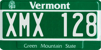 VT license plate XMX128