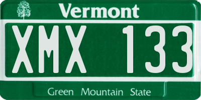 VT license plate XMX133