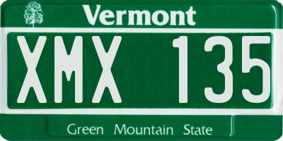 VT license plate XMX135
