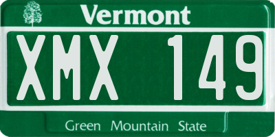 VT license plate XMX149