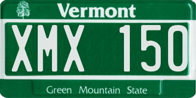 VT license plate XMX150