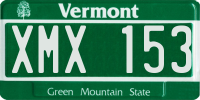 VT license plate XMX153