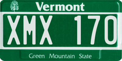 VT license plate XMX170