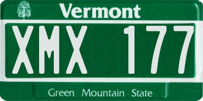 VT license plate XMX177