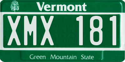 VT license plate XMX181