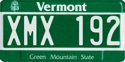 VT license plate XMX192