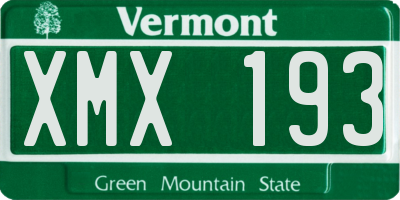 VT license plate XMX193