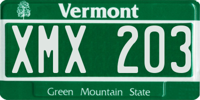 VT license plate XMX203