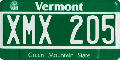 VT license plate XMX205