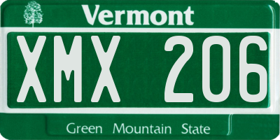 VT license plate XMX206