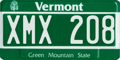 VT license plate XMX208