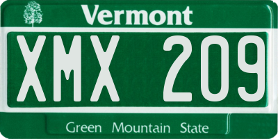 VT license plate XMX209