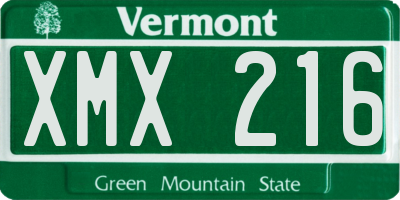 VT license plate XMX216