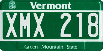 VT license plate XMX218