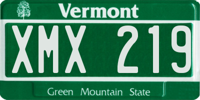VT license plate XMX219