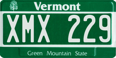 VT license plate XMX229
