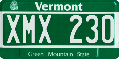 VT license plate XMX230