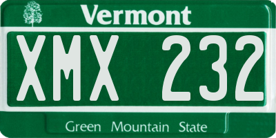 VT license plate XMX232