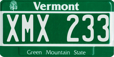 VT license plate XMX233
