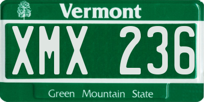 VT license plate XMX236