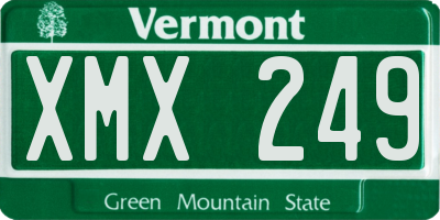 VT license plate XMX249