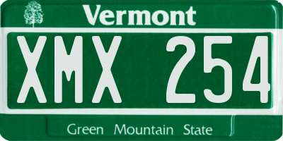 VT license plate XMX254