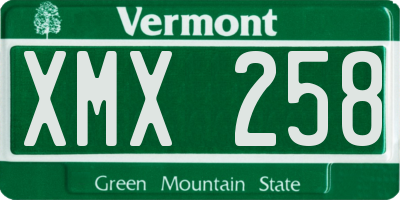 VT license plate XMX258