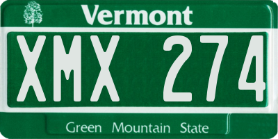 VT license plate XMX274