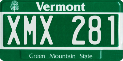 VT license plate XMX281
