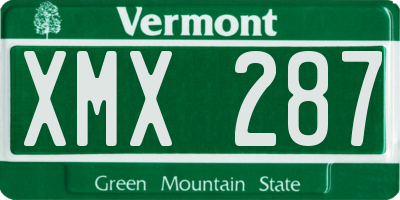 VT license plate XMX287