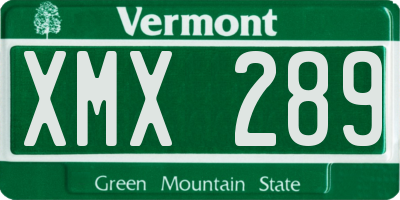 VT license plate XMX289