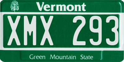 VT license plate XMX293