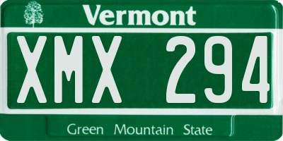 VT license plate XMX294