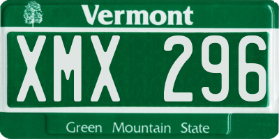 VT license plate XMX296