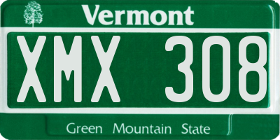 VT license plate XMX308