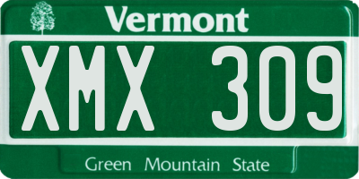 VT license plate XMX309
