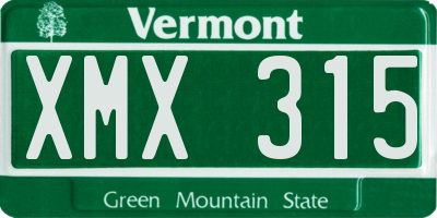 VT license plate XMX315