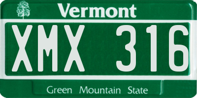 VT license plate XMX316