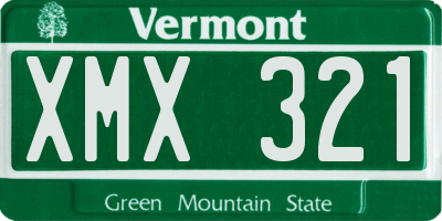 VT license plate XMX321