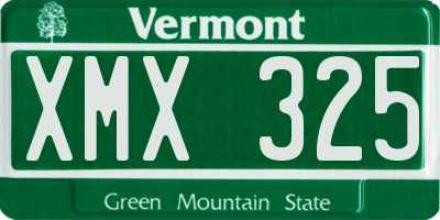 VT license plate XMX325
