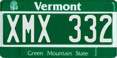 VT license plate XMX332