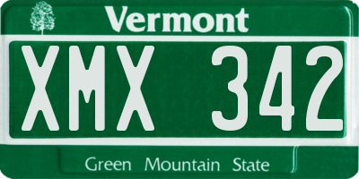 VT license plate XMX342