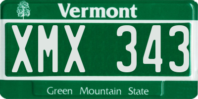 VT license plate XMX343