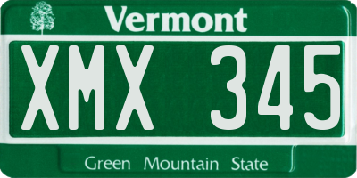 VT license plate XMX345