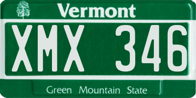 VT license plate XMX346