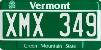 VT license plate XMX349