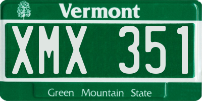 VT license plate XMX351