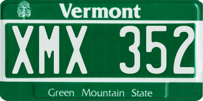 VT license plate XMX352