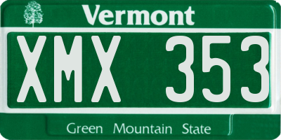 VT license plate XMX353