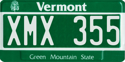 VT license plate XMX355